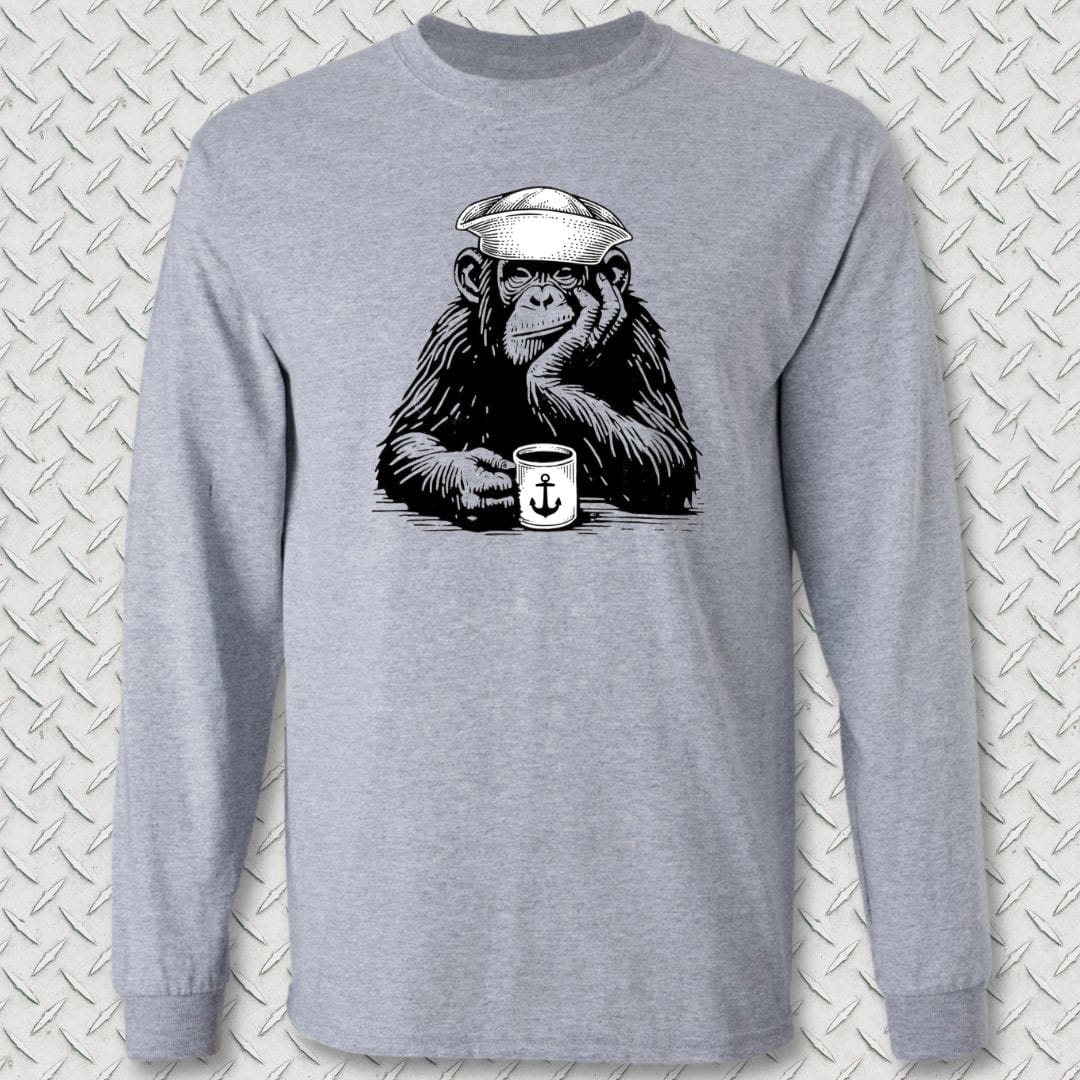 NavyHumor Long-sleeve S / Sport Grey Coffee Monkey Long Sleeve Tee