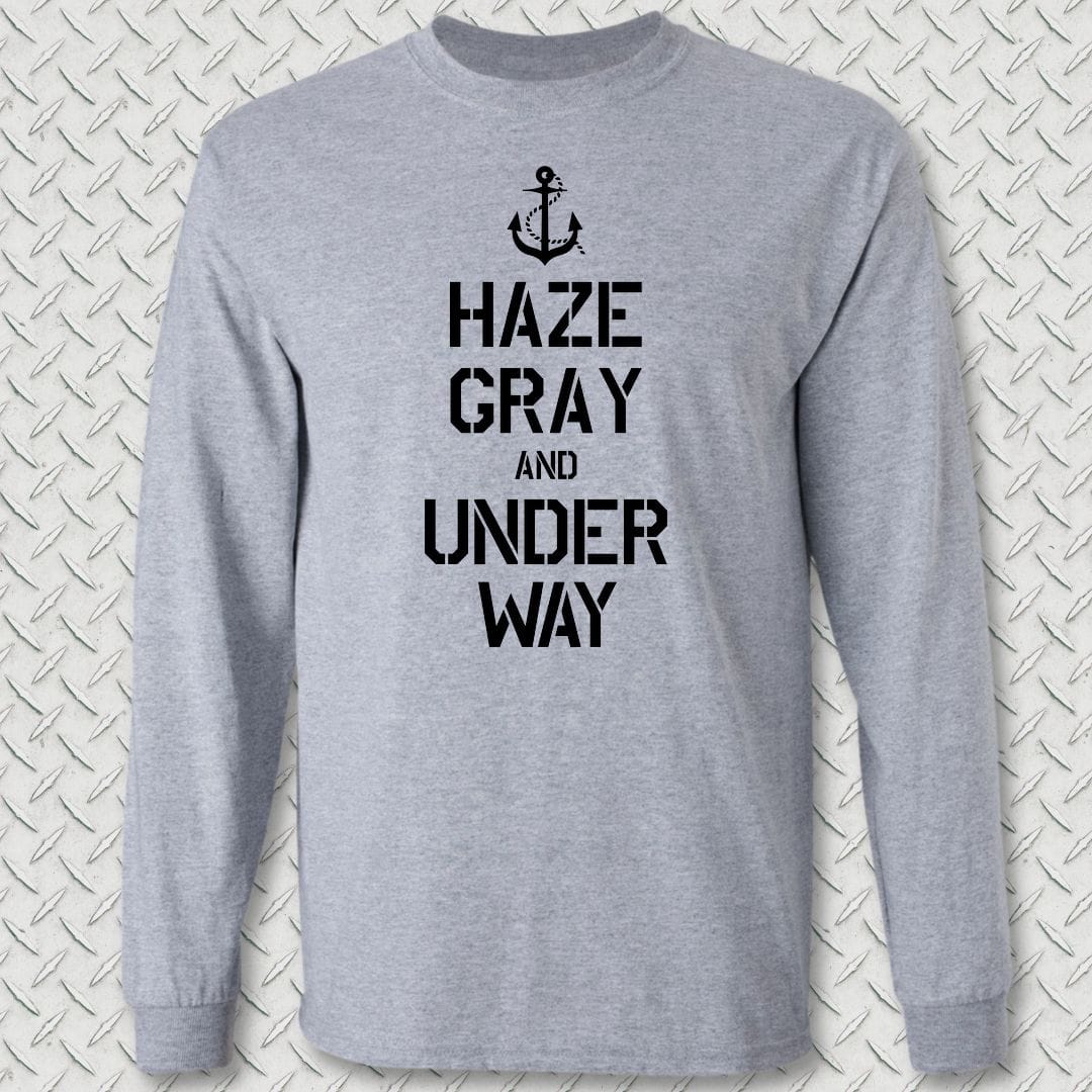 NavyHumor Long-sleeve S / Sport Grey Haze Gray and Under Way Long Sleeve Tee