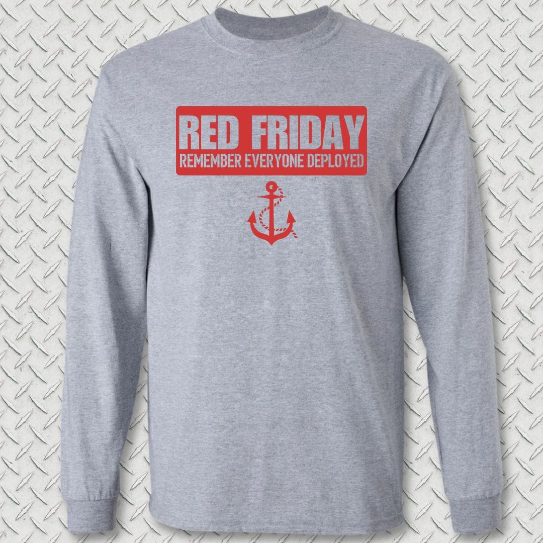 NavyHumor Long-sleeve S / Sport Grey Red Friday Banner Long Sleeve Tee