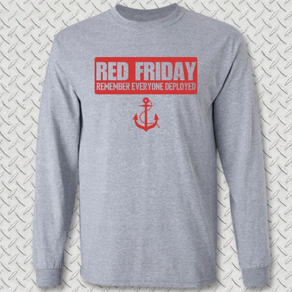 NavyHumor Long-sleeve S / Sport Grey Red Friday Banner Long Sleeve Tee