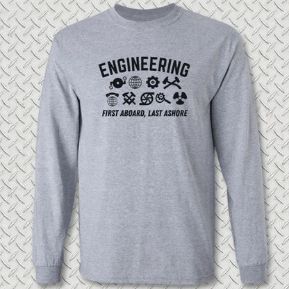 NavyHumor Long-sleeve Sport Grey / S Engineering - First Aboard Long Sleeve Tee
