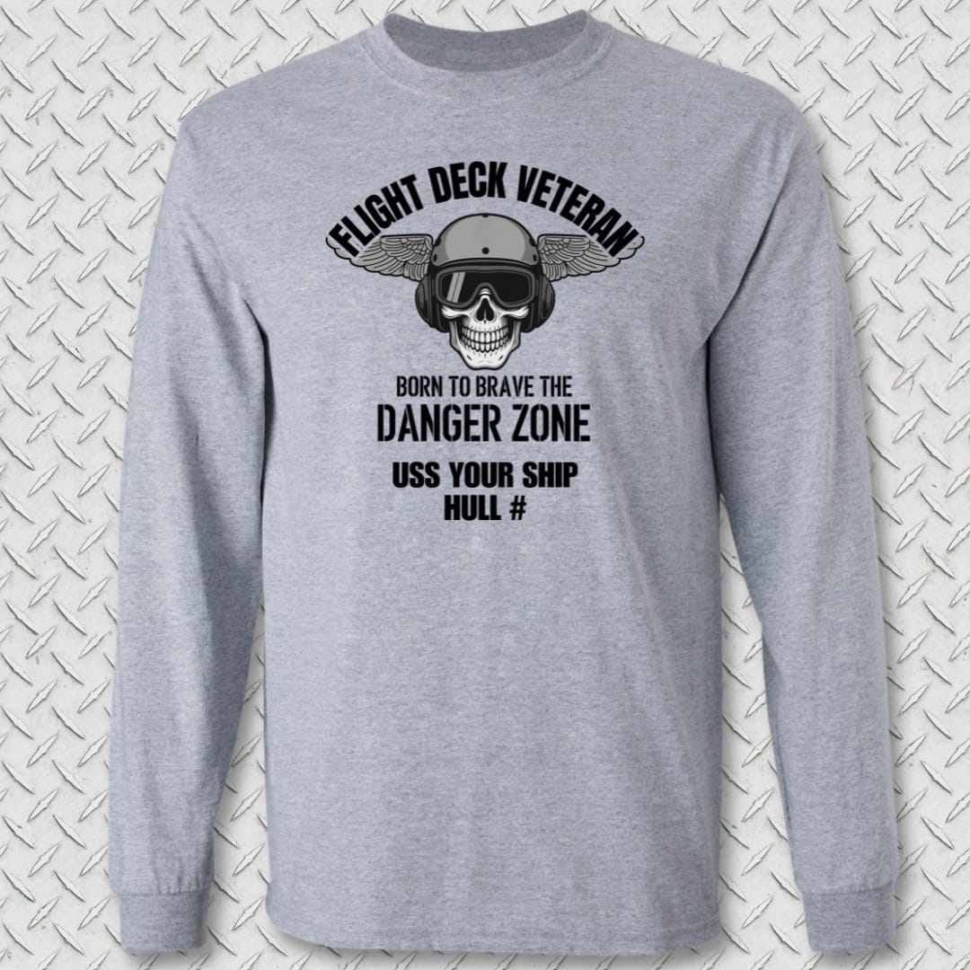 NavyHumor Long-sleeve Sport Grey / S Flight Deck Veteran - Add Your Command Long Sleeve Tee