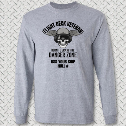 NavyHumor Long-sleeve Sport Grey / S Flight Deck Veteran - Add Your Command Long Sleeve Tee