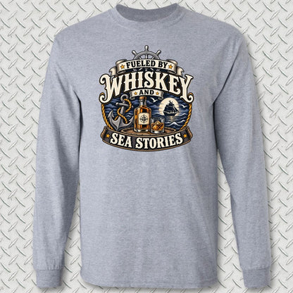 NavyHumor Long-sleeve Sport Grey / S Fueled By Whiskey And Sea Stories Long Sleeve Tee