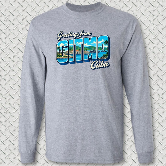 NavyHumor Long-sleeve Sport Grey / S Greetings From GITMO Long Sleeve Tee