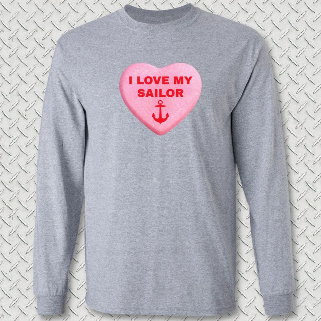 NavyHumor Long-sleeve Sport Grey / S Love My Sailor Candy Heart Long Sleeve Tee