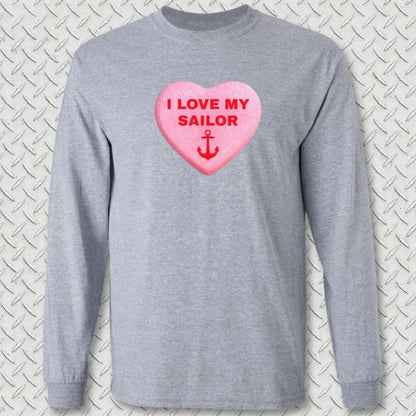 NavyHumor Long-sleeve Sport Grey / S Love My Sailor Candy Heart Long Sleeve Tee