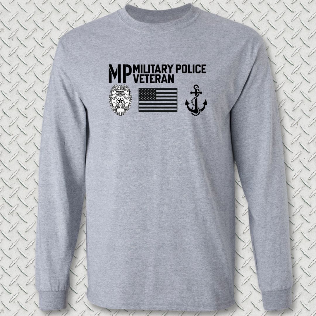 NavyHumor Long-sleeve Sport Grey / S Military Police Veteran - Flag & Anchor Long Sleeve Tee