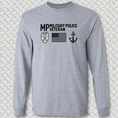NavyHumor Long-sleeve Sport Grey / S Military Police Veteran - Flag & Anchor Long Sleeve Tee