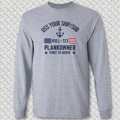 NavyHumor Long-sleeve Sport Grey / S Plankowner - Add Your Command Long Sleeve Tee