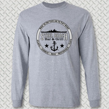 NavyHumor Long-sleeve Sport Grey / S Steel Beach Bar and Grill - Surface Long Sleeve Tee