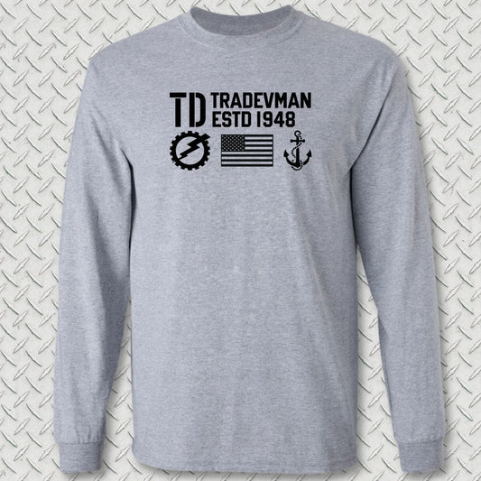 NavyHumor Long-sleeve Sport Grey / S TD - Flag & Anchor Long Sleeve Tee
