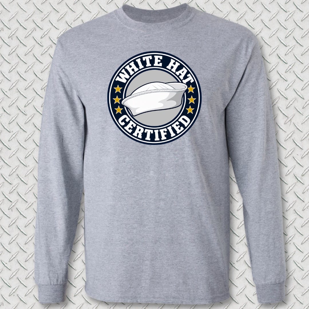 NavyHumor Long-sleeve Sport Grey / S White Hat Certified Long Sleeve Tee