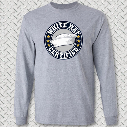 NavyHumor Long-sleeve Sport Grey / S White Hat Certified Long Sleeve Tee