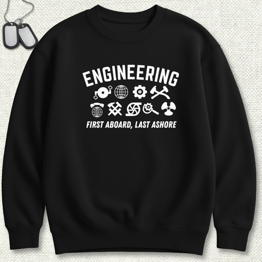 NavyHumor Sweatshirt Black / S Engineering - First Aboard Sweatshirt