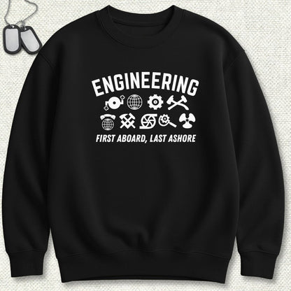 NavyHumor Sweatshirt Black / S Engineering - First Aboard Sweatshirt