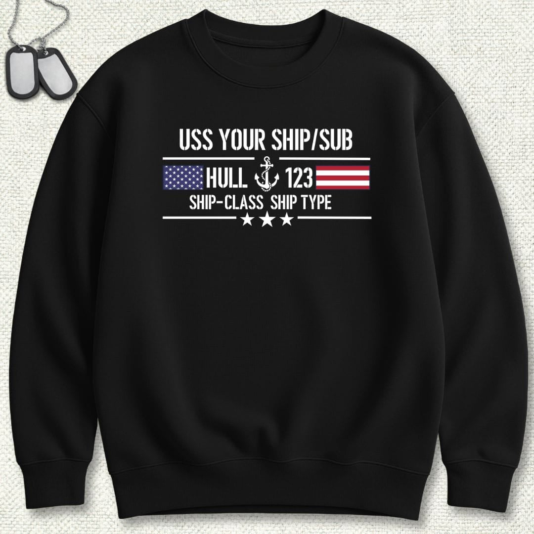 NavyHumor Sweatshirt Black / S Flag & Anchor - Add Your Command Sweatshirt