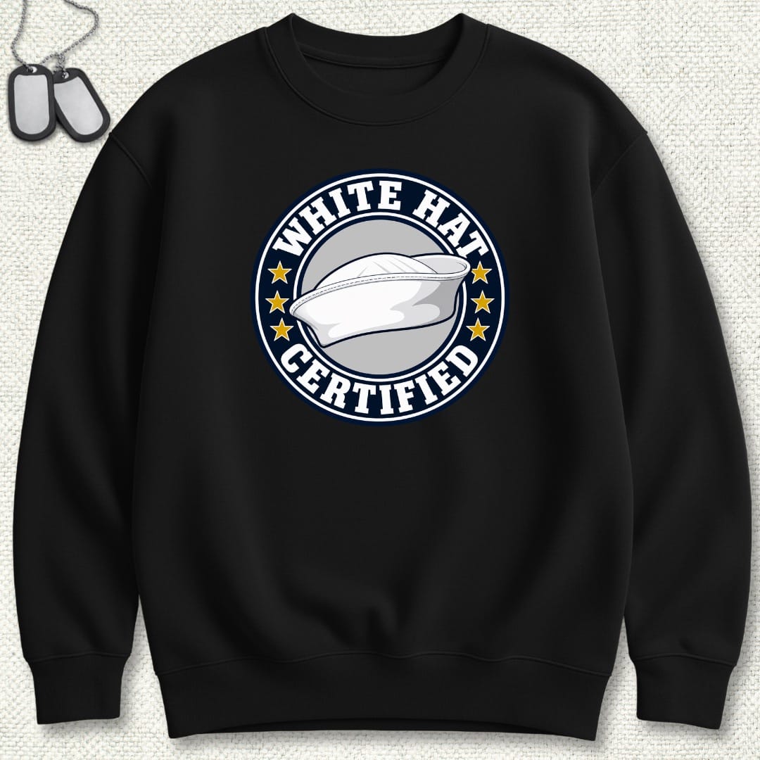 NavyHumor Sweatshirt Black / S White Hat Certified Sweatshirt