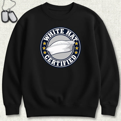 NavyHumor Sweatshirt Black / S White Hat Certified Sweatshirt