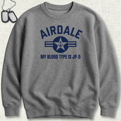 NavyHumor Sweatshirt Graphite Heather / S Airdale - My Blood Type is JP-5 Sweatshirt