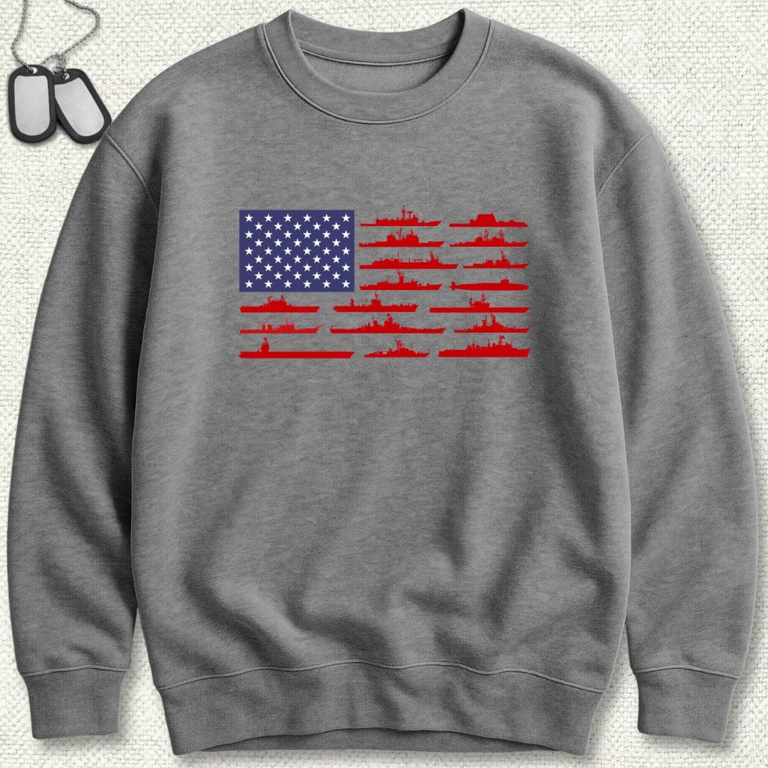 NavyHumor Sweatshirt Graphite Heather / S American Fleet Sweatshirt