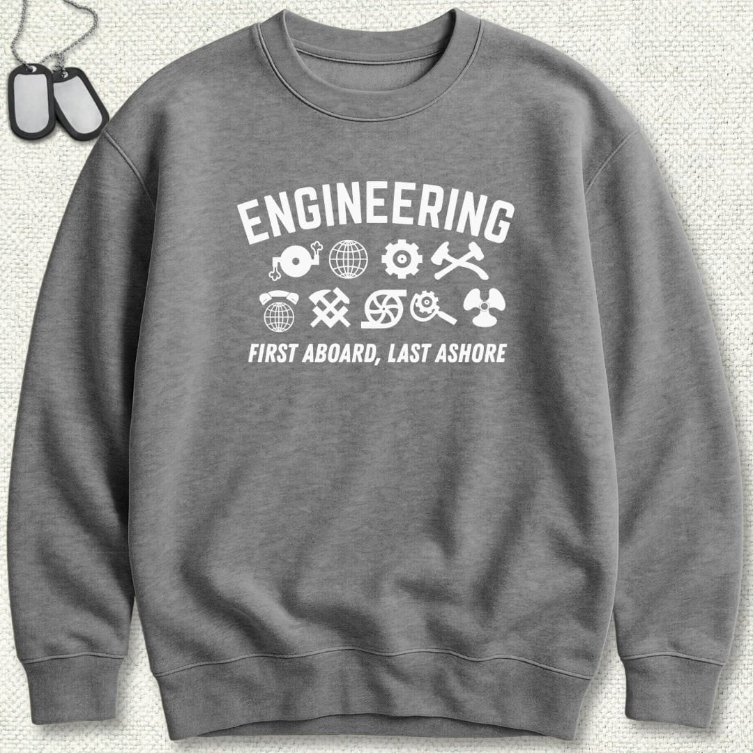 NavyHumor Sweatshirt Graphite Heather / S Engineering - First Aboard Sweatshirt