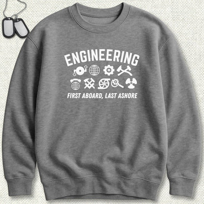 NavyHumor Sweatshirt Graphite Heather / S Engineering - First Aboard Sweatshirt