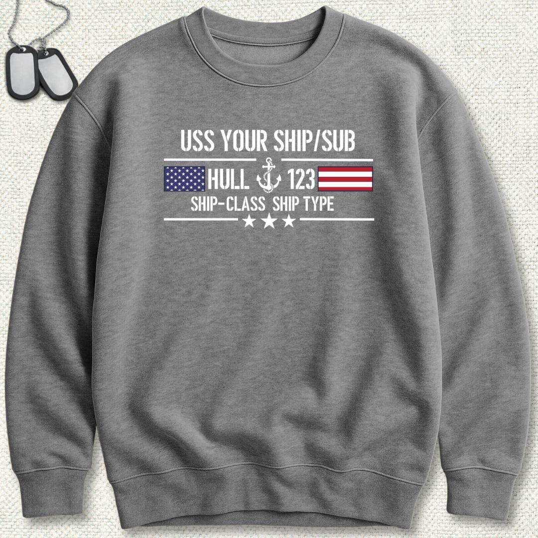 NavyHumor Sweatshirt Graphite Heather / S Flag & Anchor - Add Your Command Sweatshirt