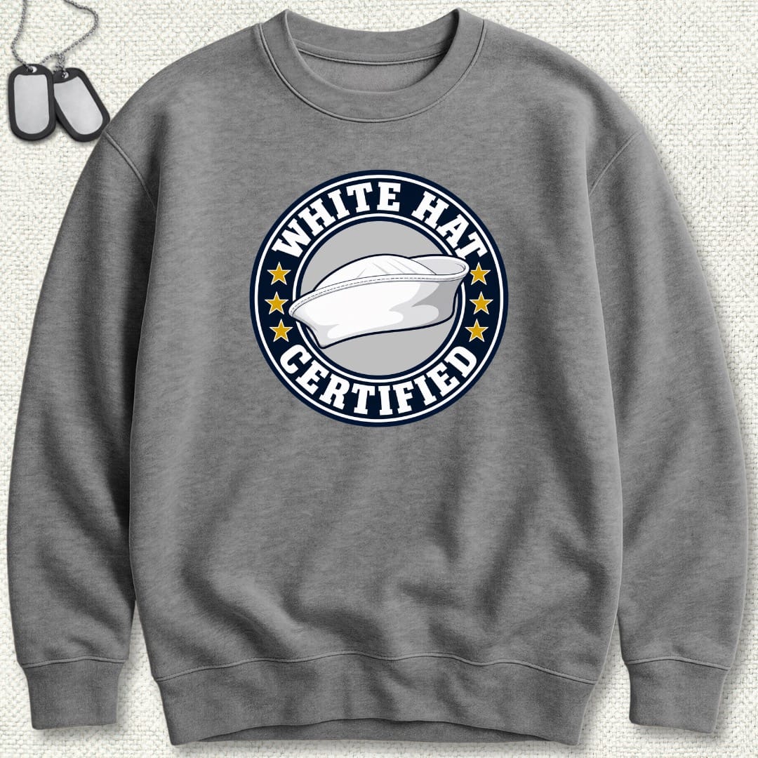 NavyHumor Sweatshirt Graphite Heather / S White Hat Certified Sweatshirt