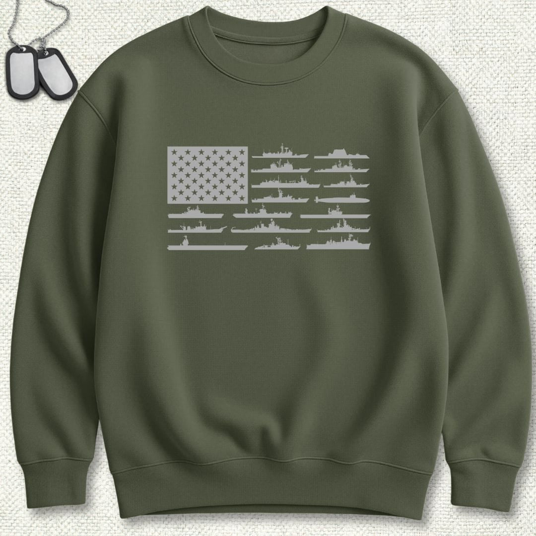 NavyHumor Sweatshirt Military Green / S American Fleet Sweatshirt