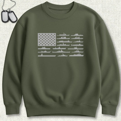 NavyHumor Sweatshirt Military Green / S American Fleet Sweatshirt