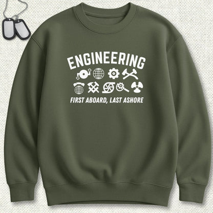 NavyHumor Sweatshirt Military Green / S Engineering - First Aboard Sweatshirt
