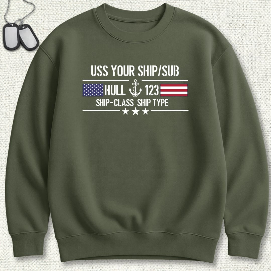 NavyHumor Sweatshirt Military Green / S Flag & Anchor - Add Your Command Sweatshirt