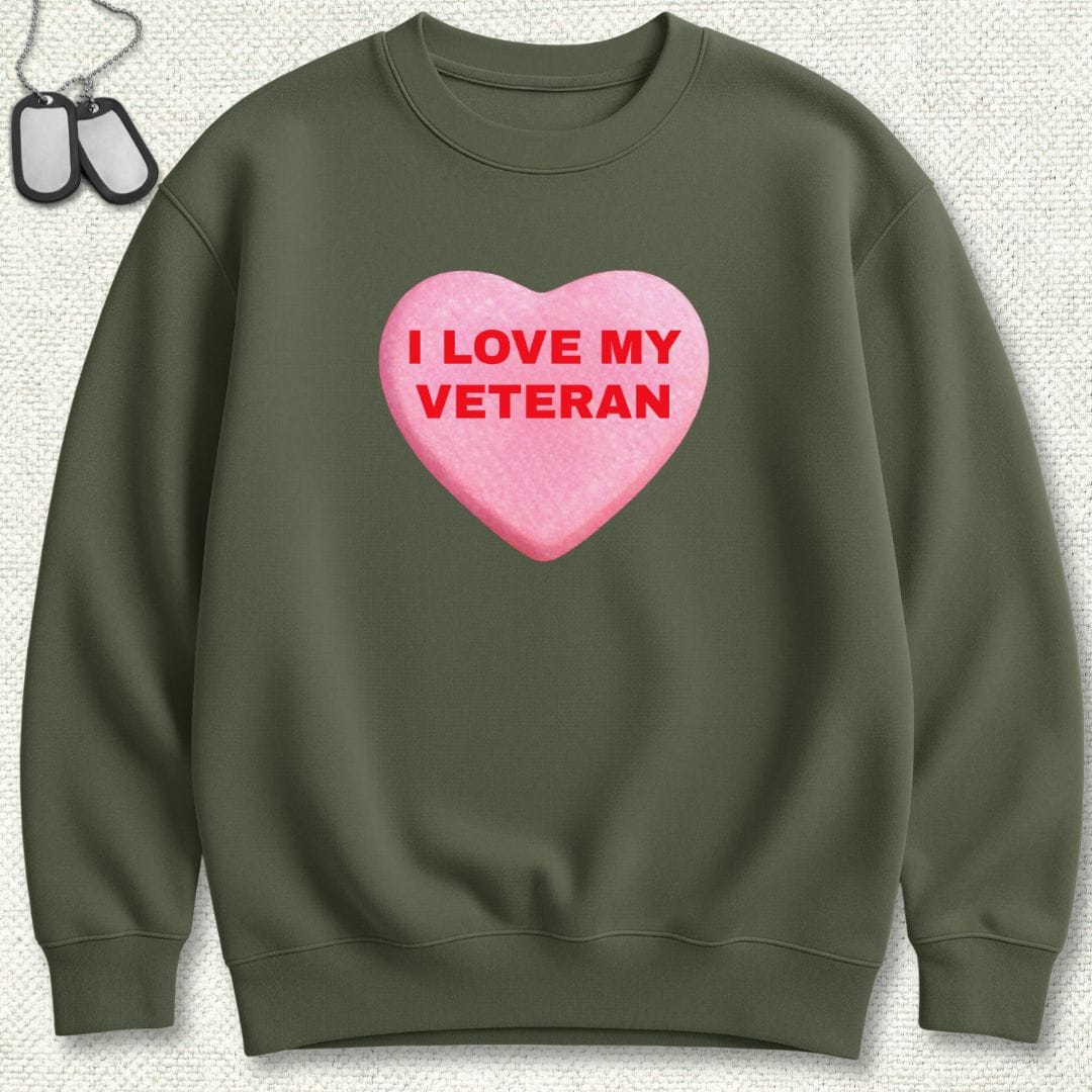 NavyHumor Sweatshirt Military Green / S I Love My Veteran Sweatshirt