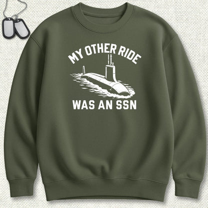 NavyHumor Sweatshirt Military Green / S My Other Ride Was An SSN Sweatshirt