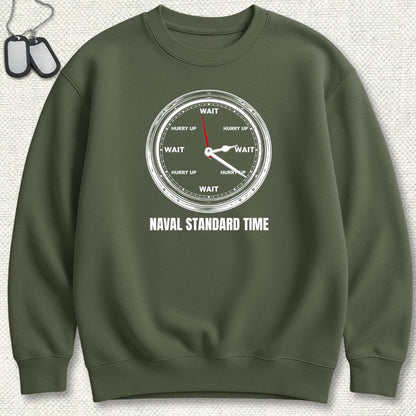 NavyHumor Sweatshirt Military Green / S Naval Standard Time Sweatshirt