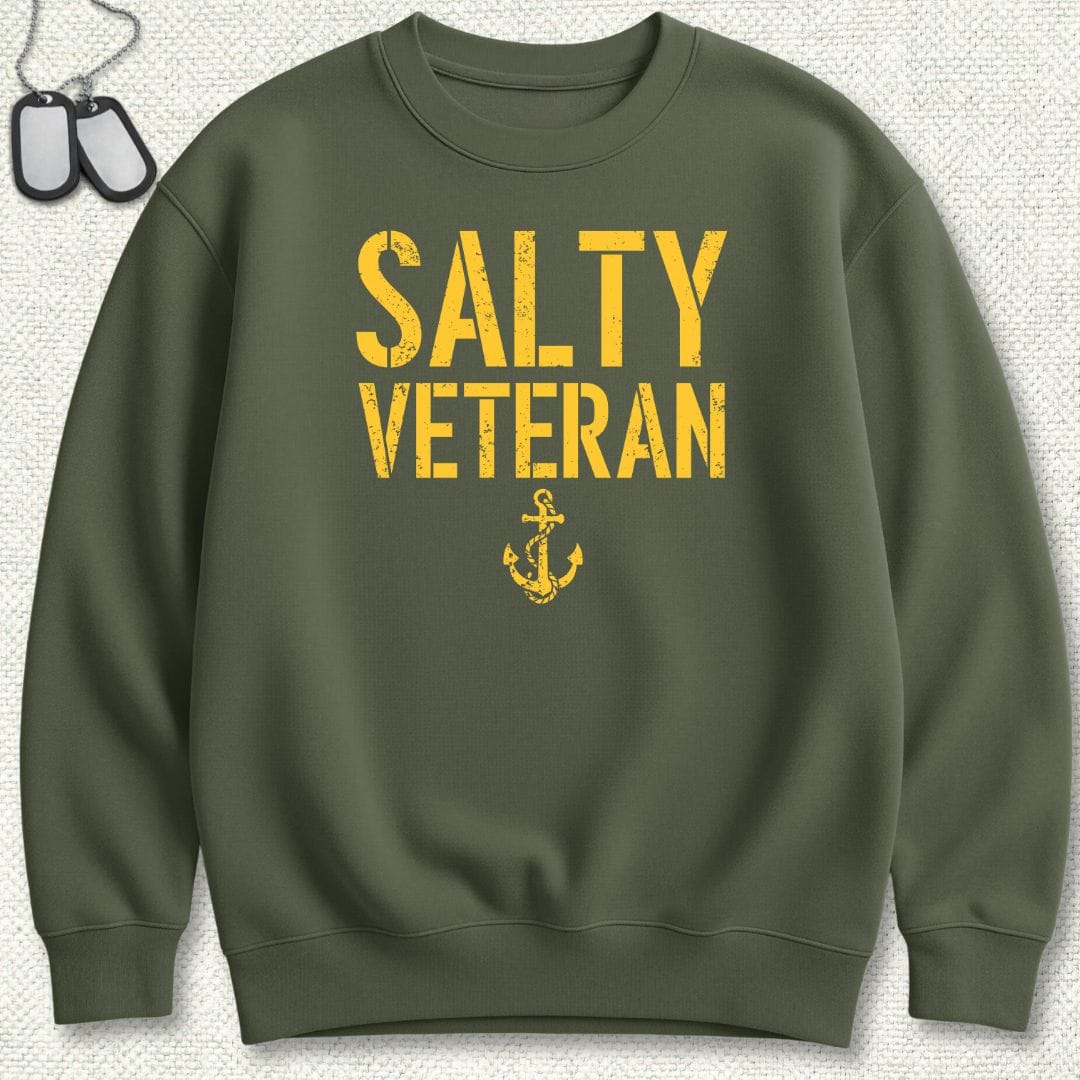 NavyHumor Sweatshirt Military Green / S Salty Veteran Sweatshirt