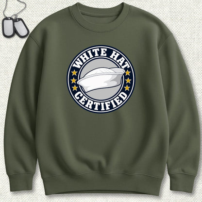NavyHumor Sweatshirt Military Green / S White Hat Certified Sweatshirt