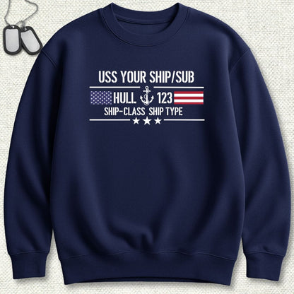 NavyHumor Sweatshirt Navy / S Flag & Anchor - Add Your Command Sweatshirt