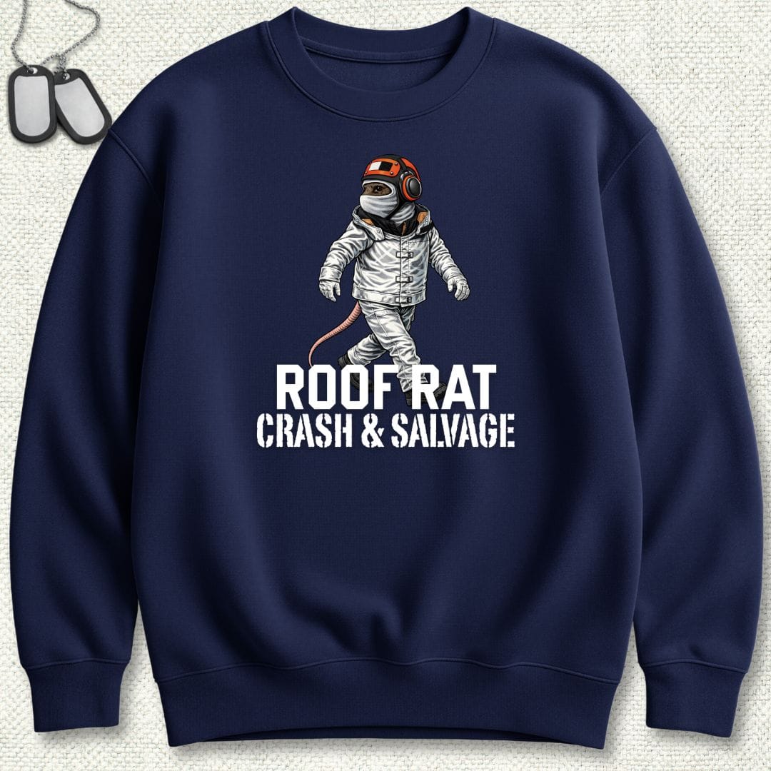 NavyHumor Sweatshirt Navy / S Red Roof Rat - Crash & Salvage Sweatshirt
