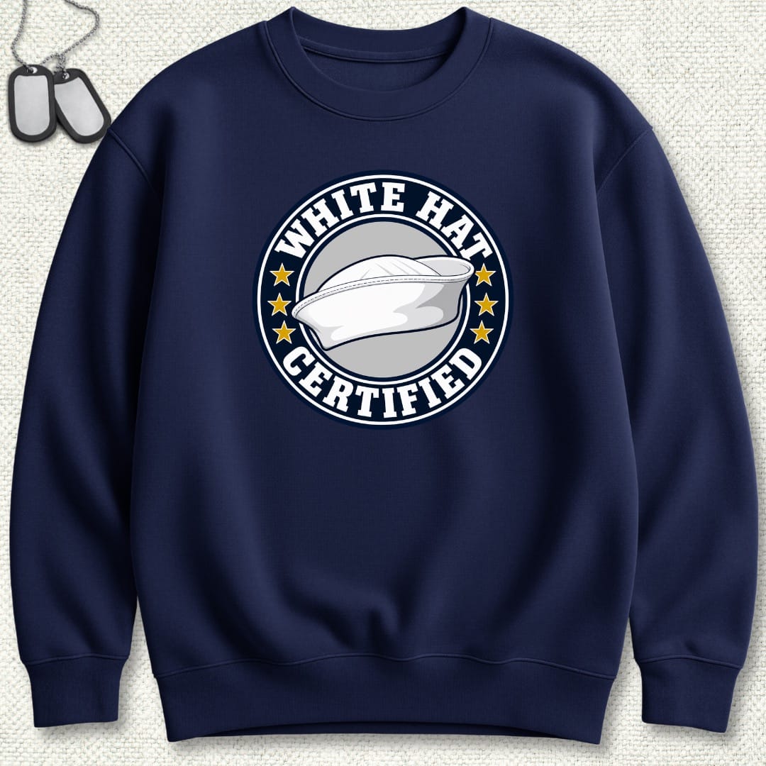 NavyHumor Sweatshirt Navy / S White Hat Certified Sweatshirt