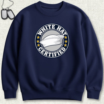 NavyHumor Sweatshirt Navy / S White Hat Certified Sweatshirt