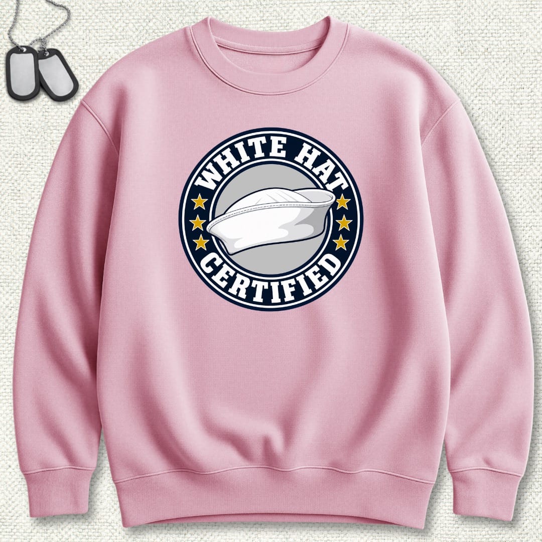 NavyHumor Sweatshirt Pink / S White Hat Certified Sweatshirt