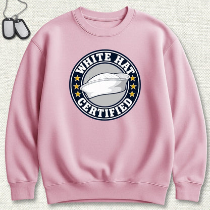 NavyHumor Sweatshirt Pink / S White Hat Certified Sweatshirt