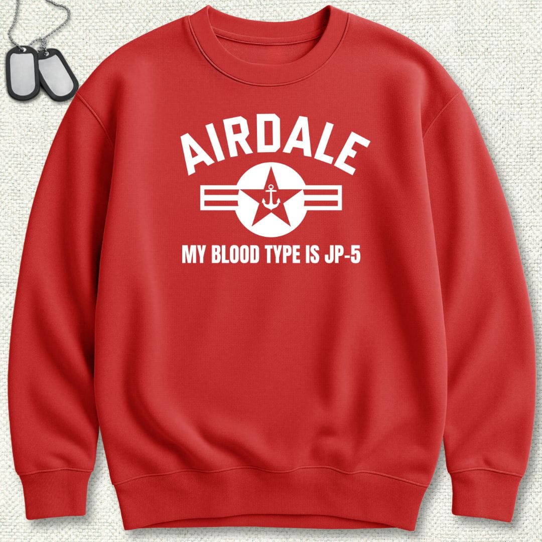 NavyHumor Sweatshirt Red / S Airdale - My Blood Type is JP-5 Sweatshirt