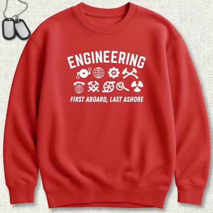 NavyHumor Sweatshirt Red / S Engineering - First Aboard Sweatshirt
