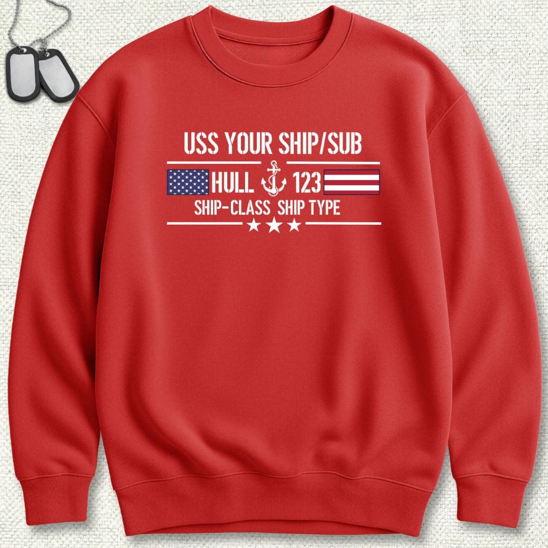 NavyHumor Sweatshirt Red / S Flag & Anchor - Add Your Command Sweatshirt