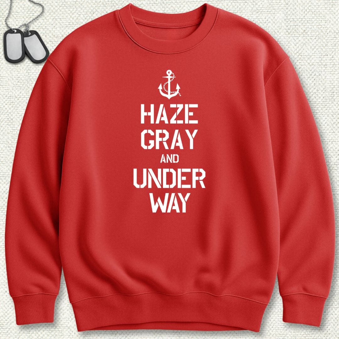 NavyHumor Sweatshirt Red / S Haze Gray and Under Way Sweatshirt