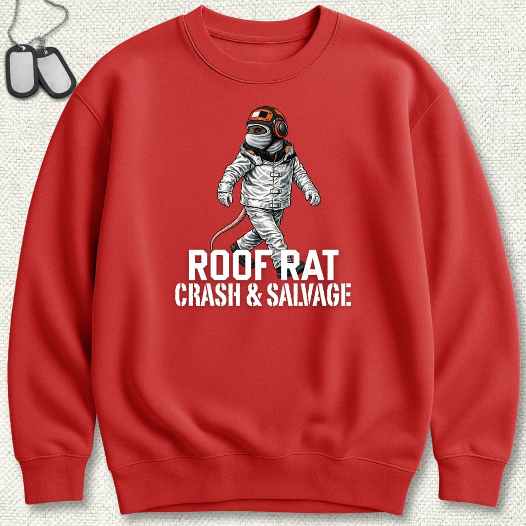 NavyHumor Sweatshirt Red / S Red Roof Rat - Crash & Salvage Sweatshirt