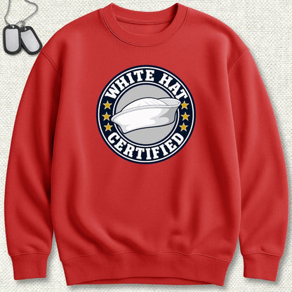 NavyHumor Sweatshirt Red / S White Hat Certified Sweatshirt